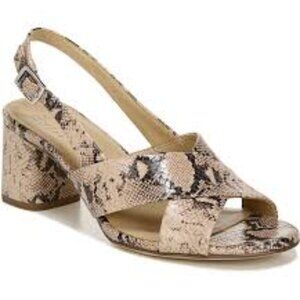 Naturalizer Azalea Snakeskin Print Leather 2” Block Heel Sandals Size 8W NWOT